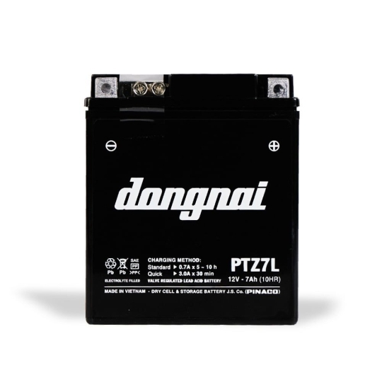 Ắc quy khô miễn bảo dưỡng Đồng Nai PTZ7L - 12V - 7Ah